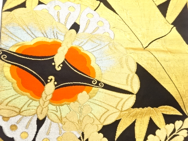6920522: JAPANESE KIMONO / VINTAGE FUKURO OBI / WOVEN PAULOWNIA